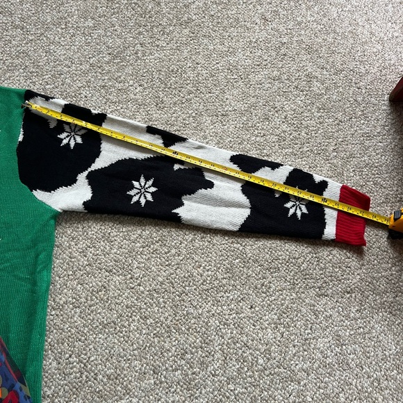 Large ugly Christmas Sweater with Holstein Cow Holiday Sweater with bell - Picture 10 of 11